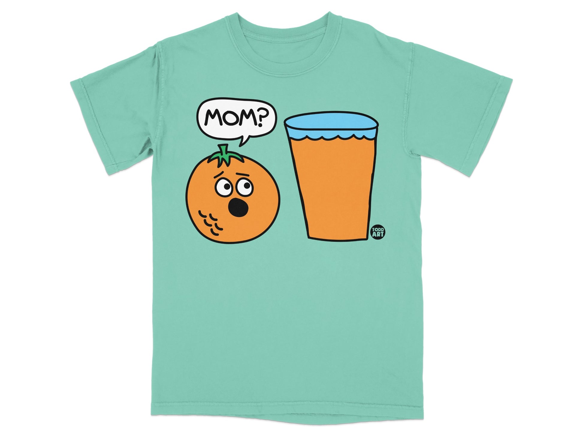 MOM? Orange Juice Glass Funny Character T-shirt product type