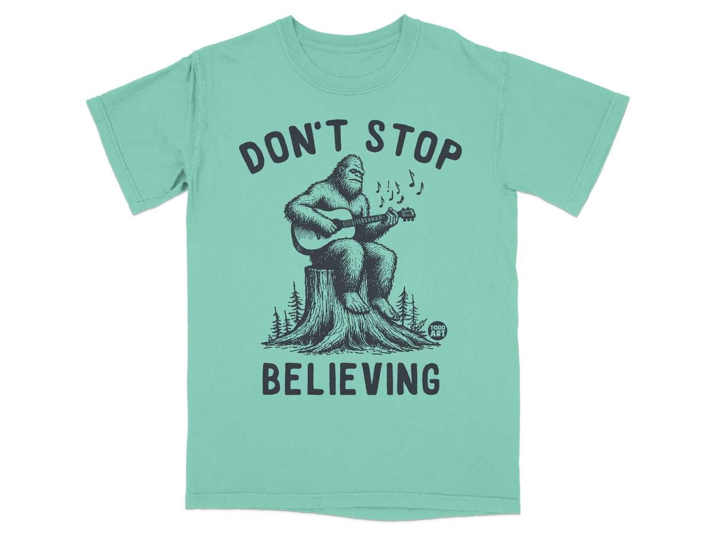 Don't Stop Believing Guitar Playing Sasquatch T-Shirt