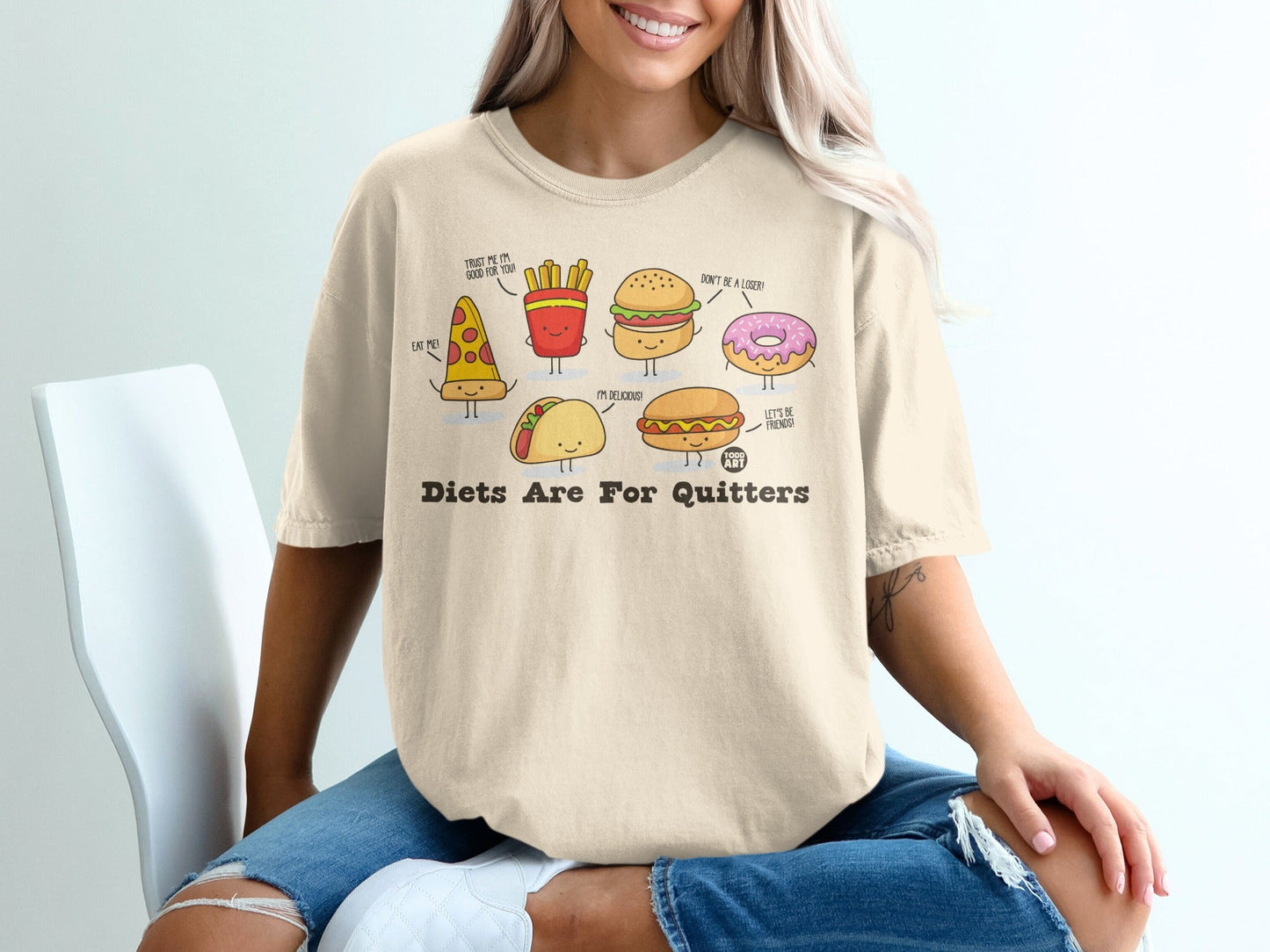 Diets Are For Quitters Funny Food Cartoon T-shirt
