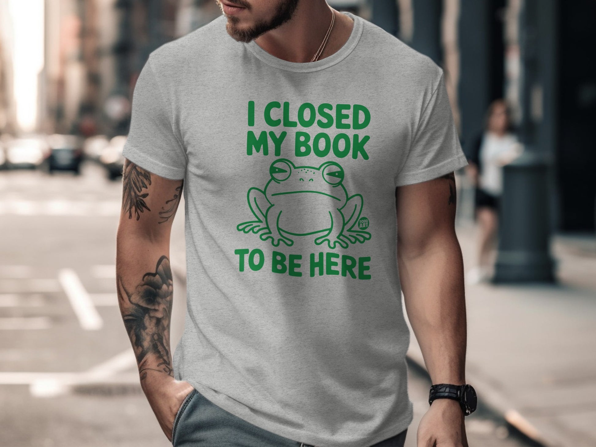 I Closed My Book to Be Here Funny Frog T-Shirt