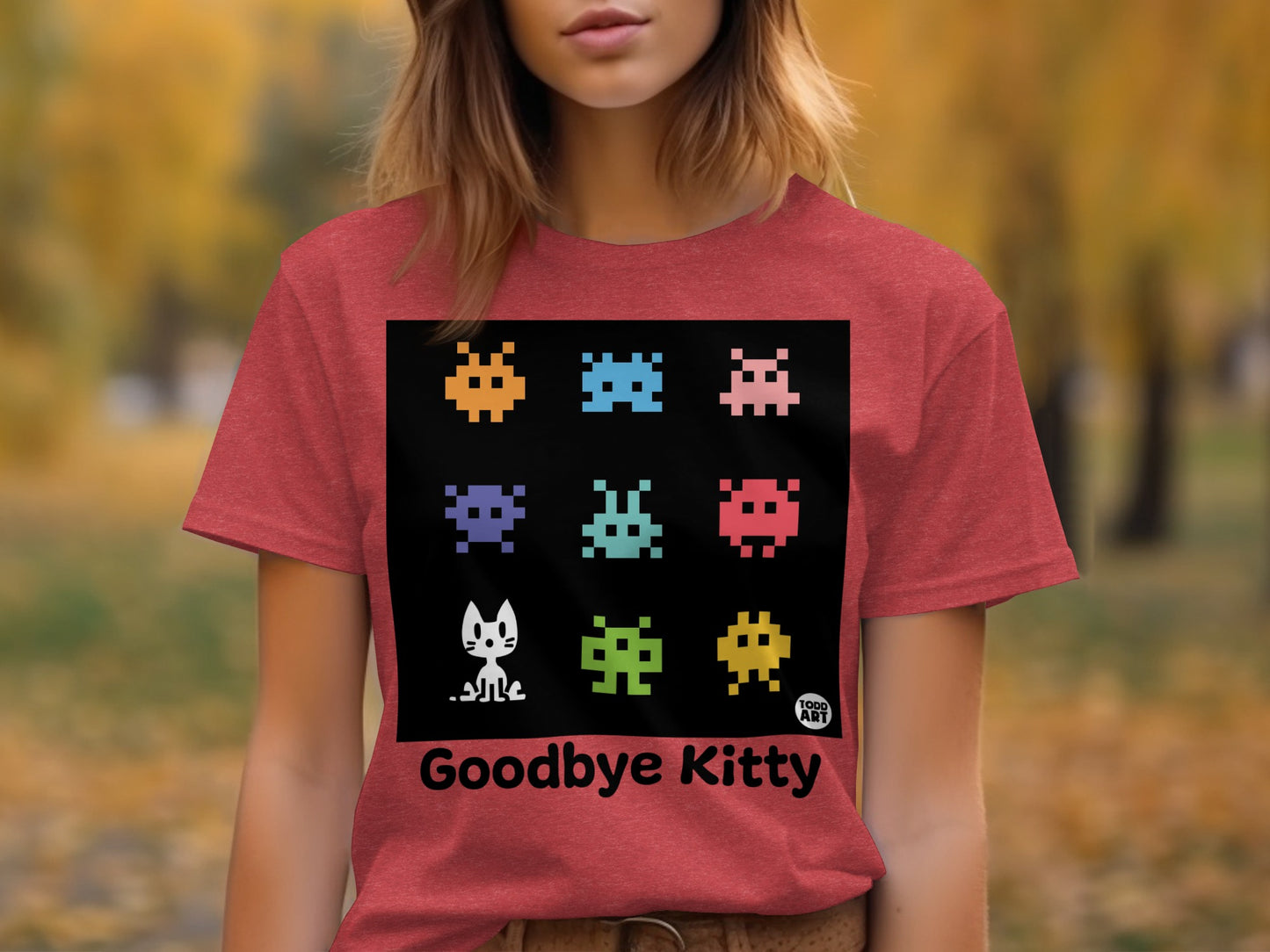 Goodbye Kitty Pixel Graphic Unisex Tee Shirt