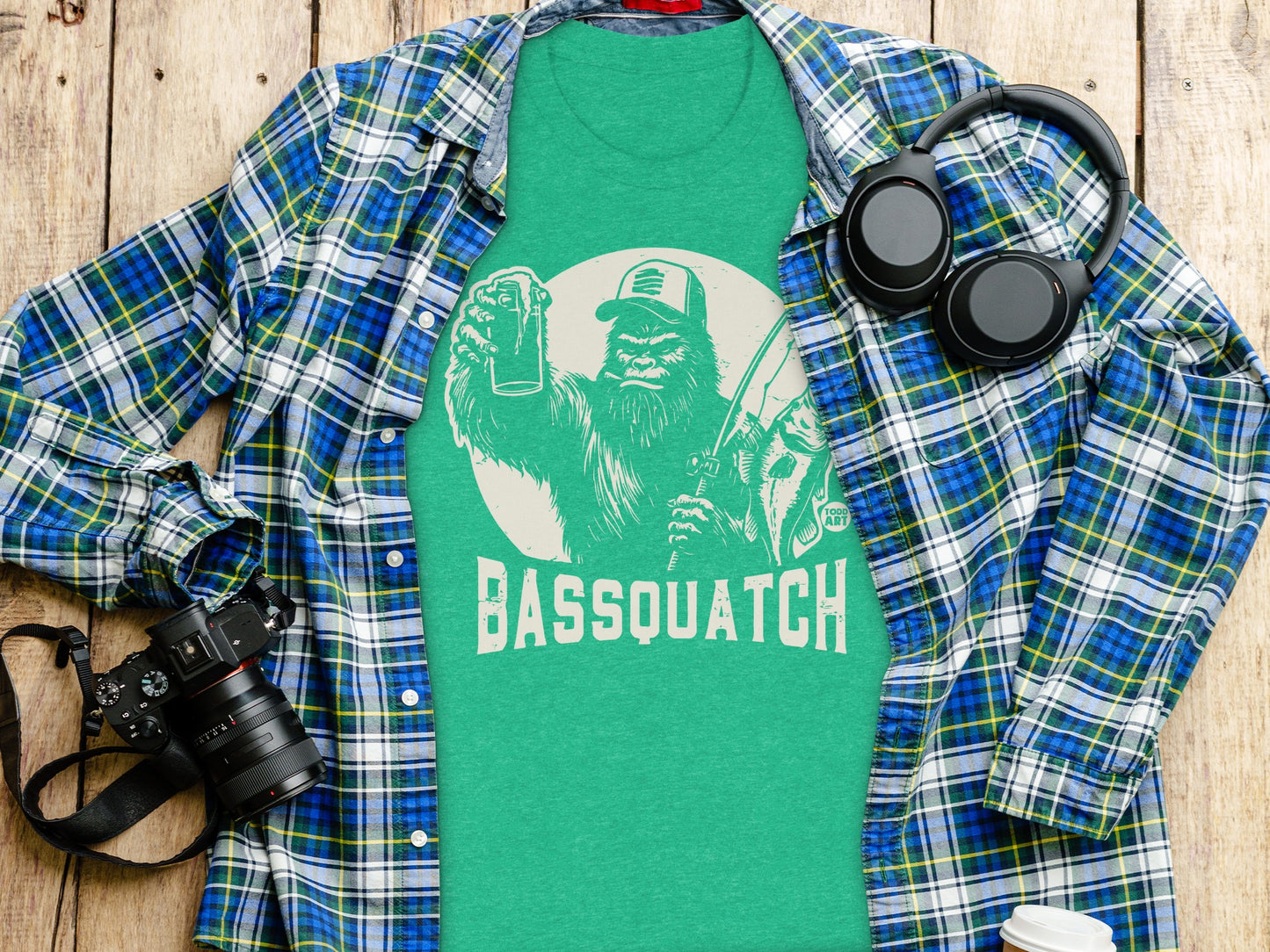 Bassquatch Graphic T-Shirt Perfect for Fishing Fans