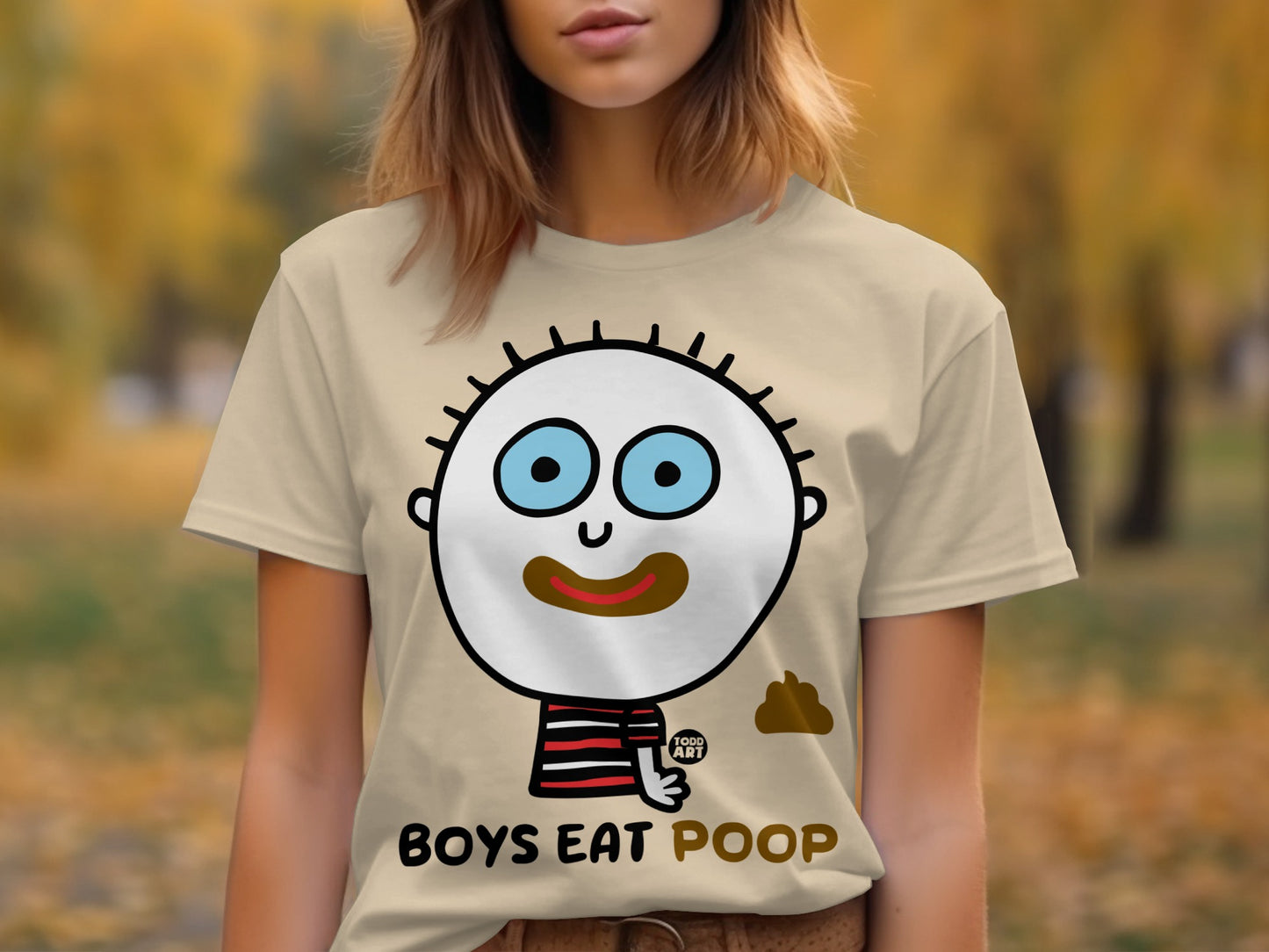 Funny Boys Eat Poop Graphic Tee for Kids