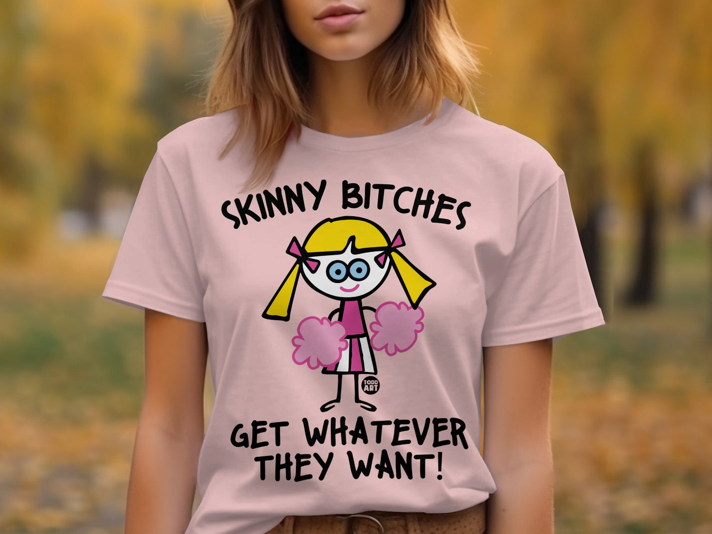 Skinny Bitches Cheerleader Graphic Unisex T-Shirt