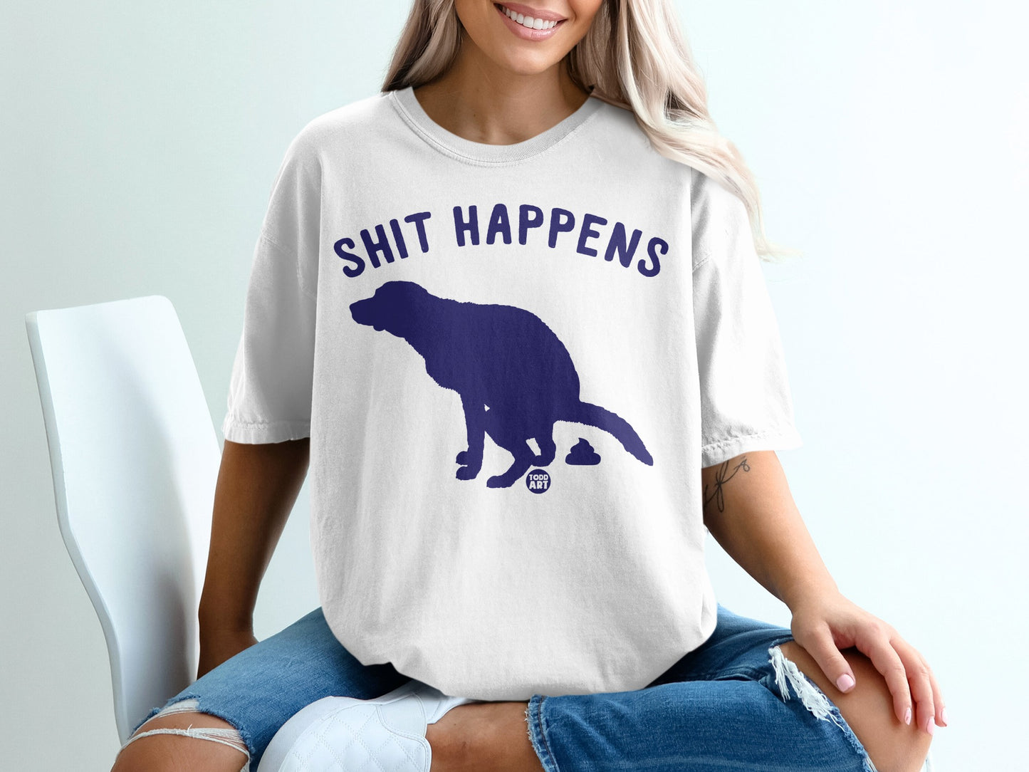 Shit Happens Dog Silhouette Graphic T-Shirt