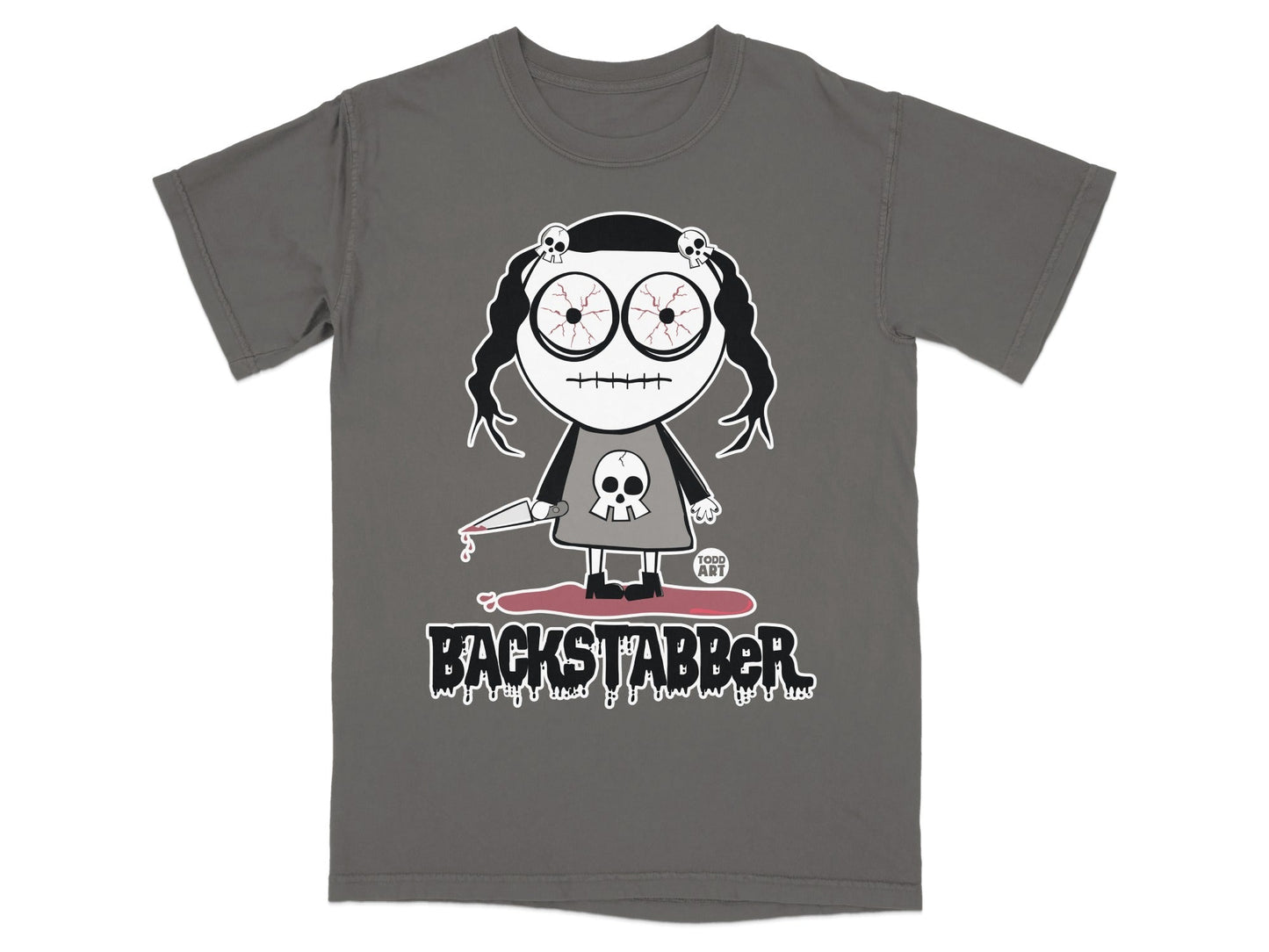 Backstabber Shirt with Skull and Knife Design