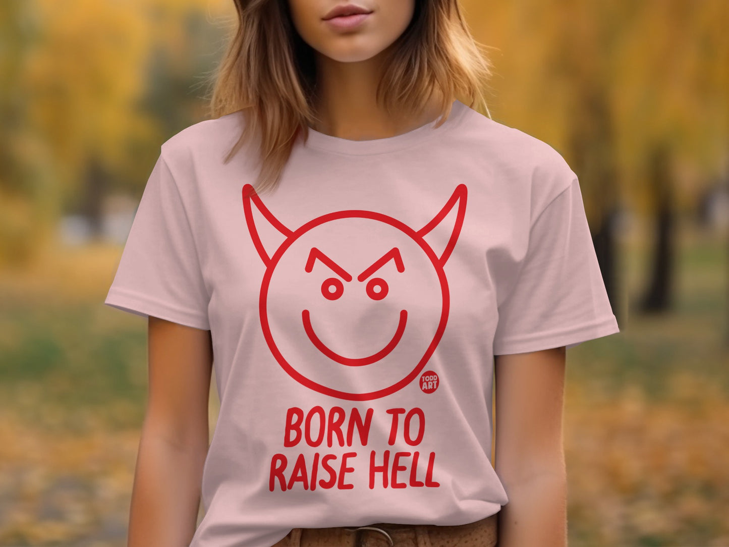 Born To Raise Hell Graphic T-Shirt Devil Emoji