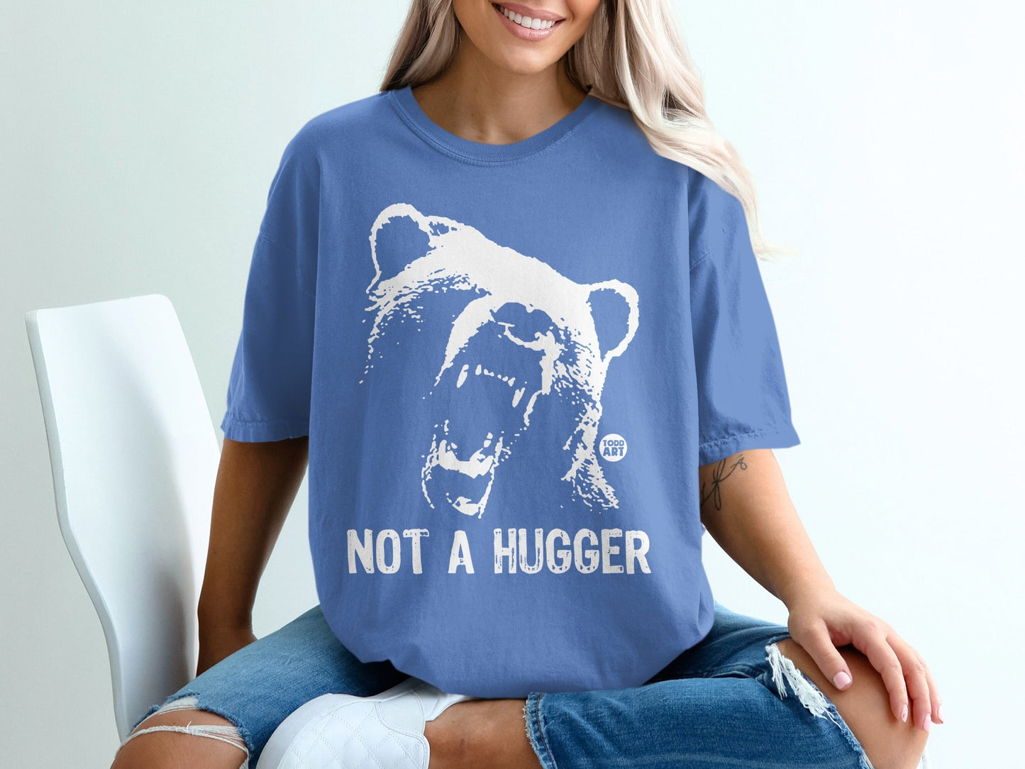 Not A Hugger Screaming Bear Statement T-Shirt