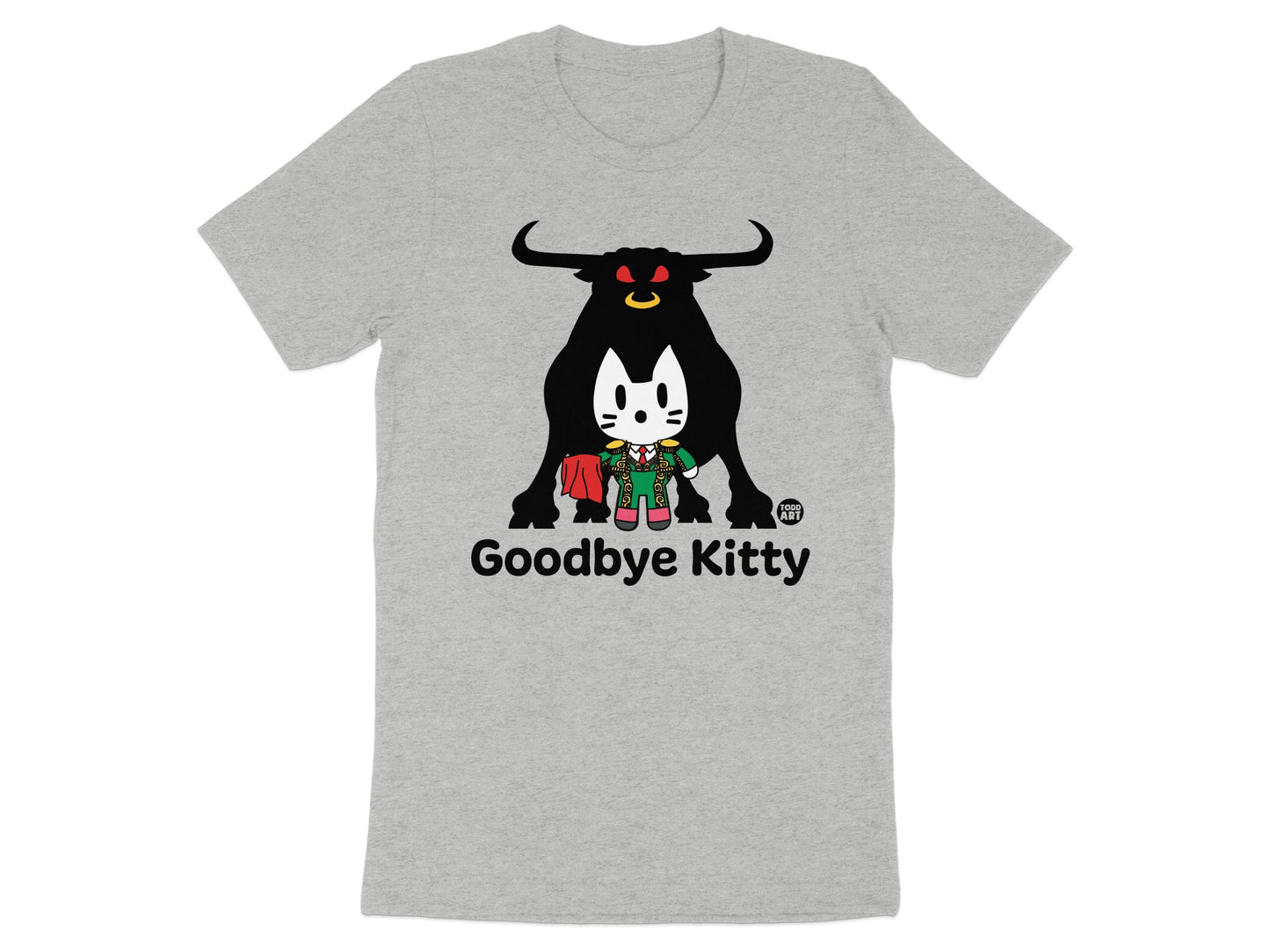 Goodbye Kitty with Bull Grey Printed T-Shirt