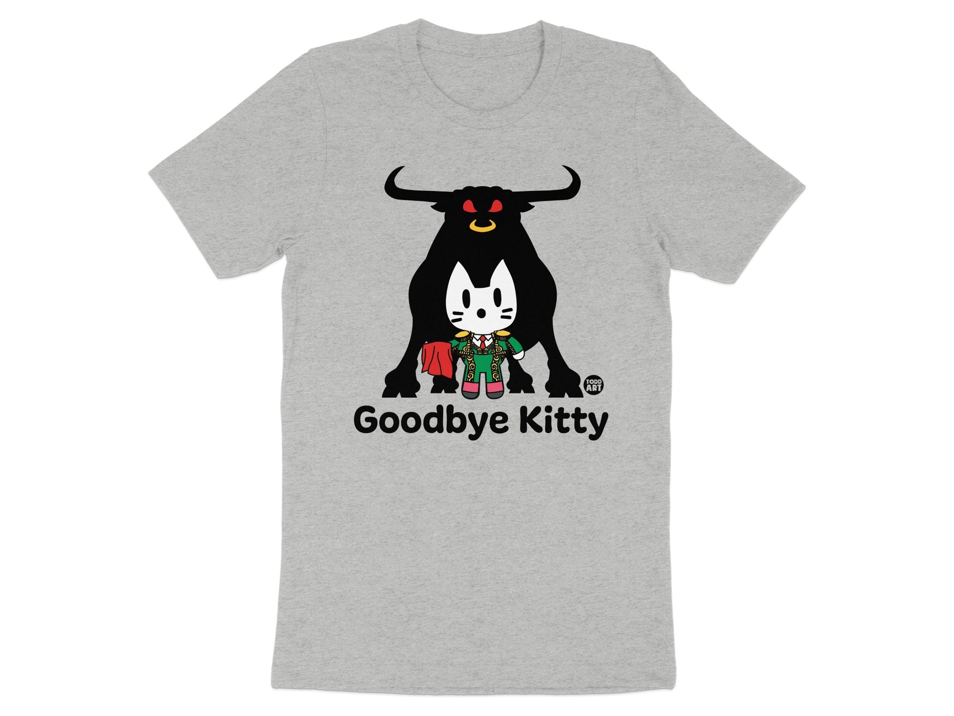 Goodbye Kitty with Bull Grey Printed T-Shirt