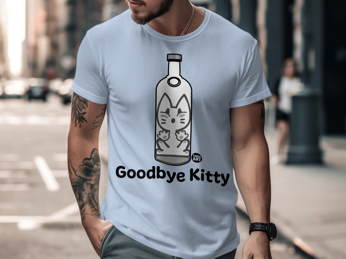 Goodbye Kitty Graphic T-Shirt Fun Cat Design