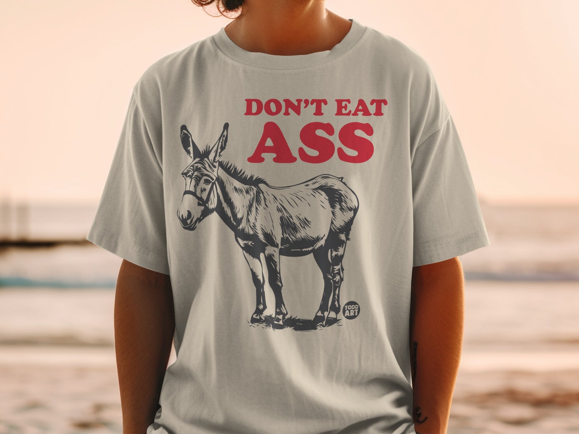 Humorous Don't Eat Ass Donkey Illustration Shirt