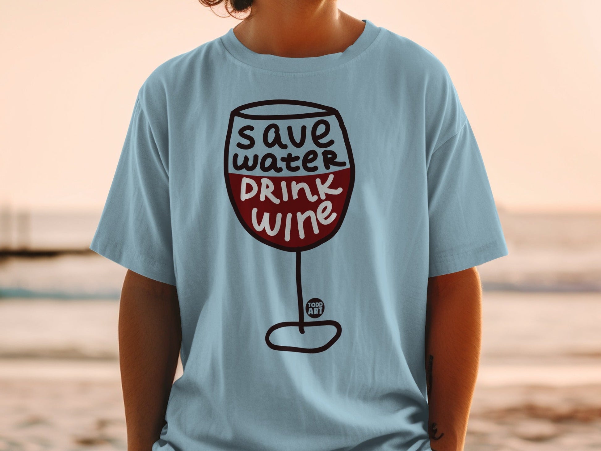 Save Water Drink Wine Graphic T-Shirt Apparel