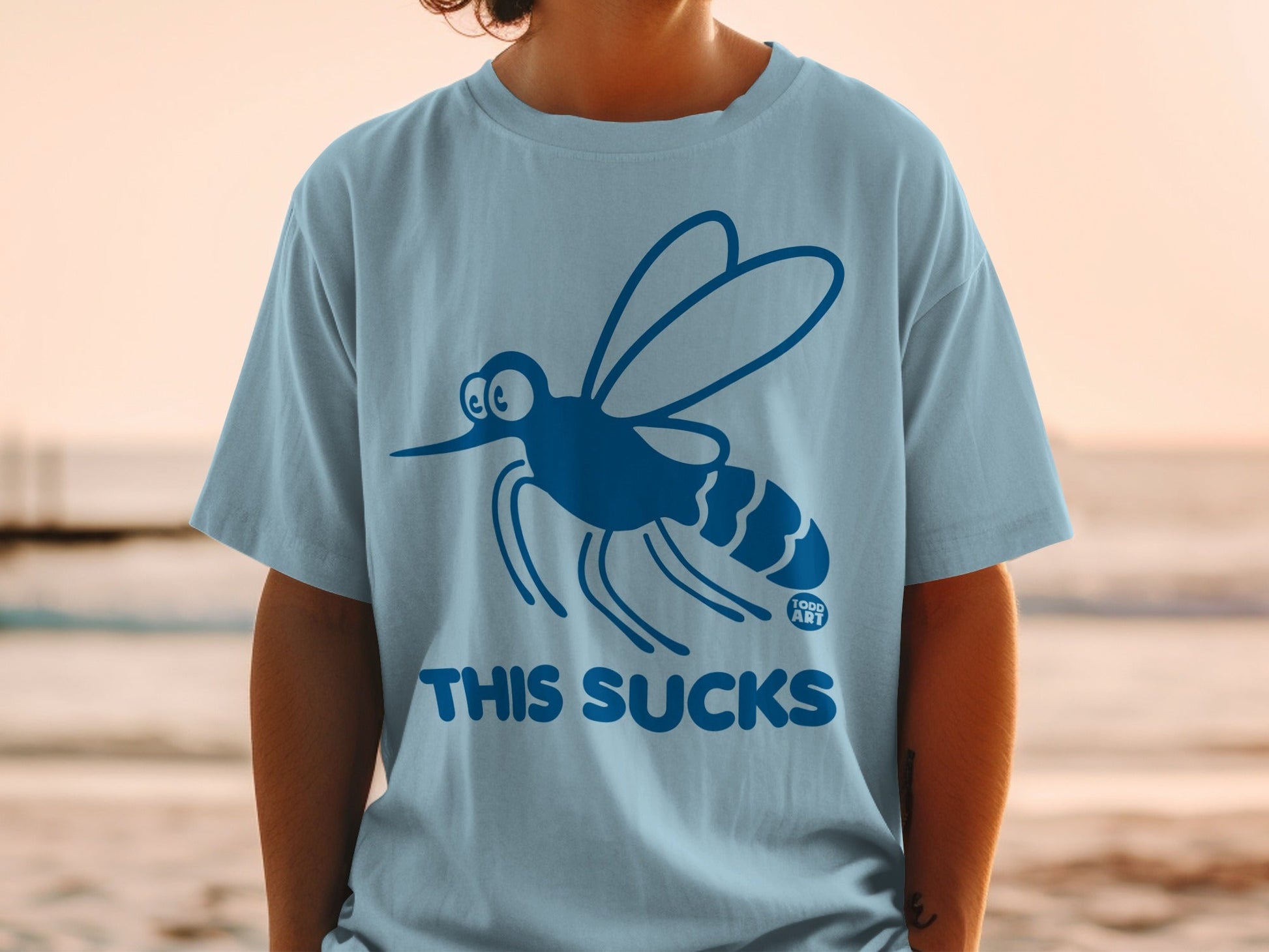Funny This Sucks Mosquito Print Graphic Tee Shirt