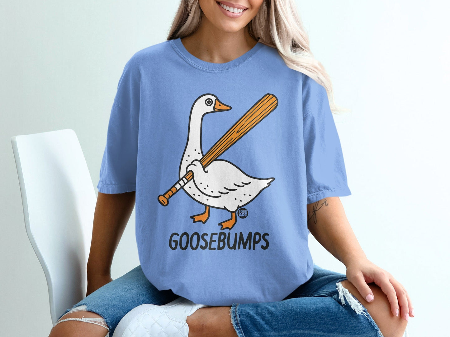 Goosebumps Duck with Baseball Bat Graphic T-Shirt