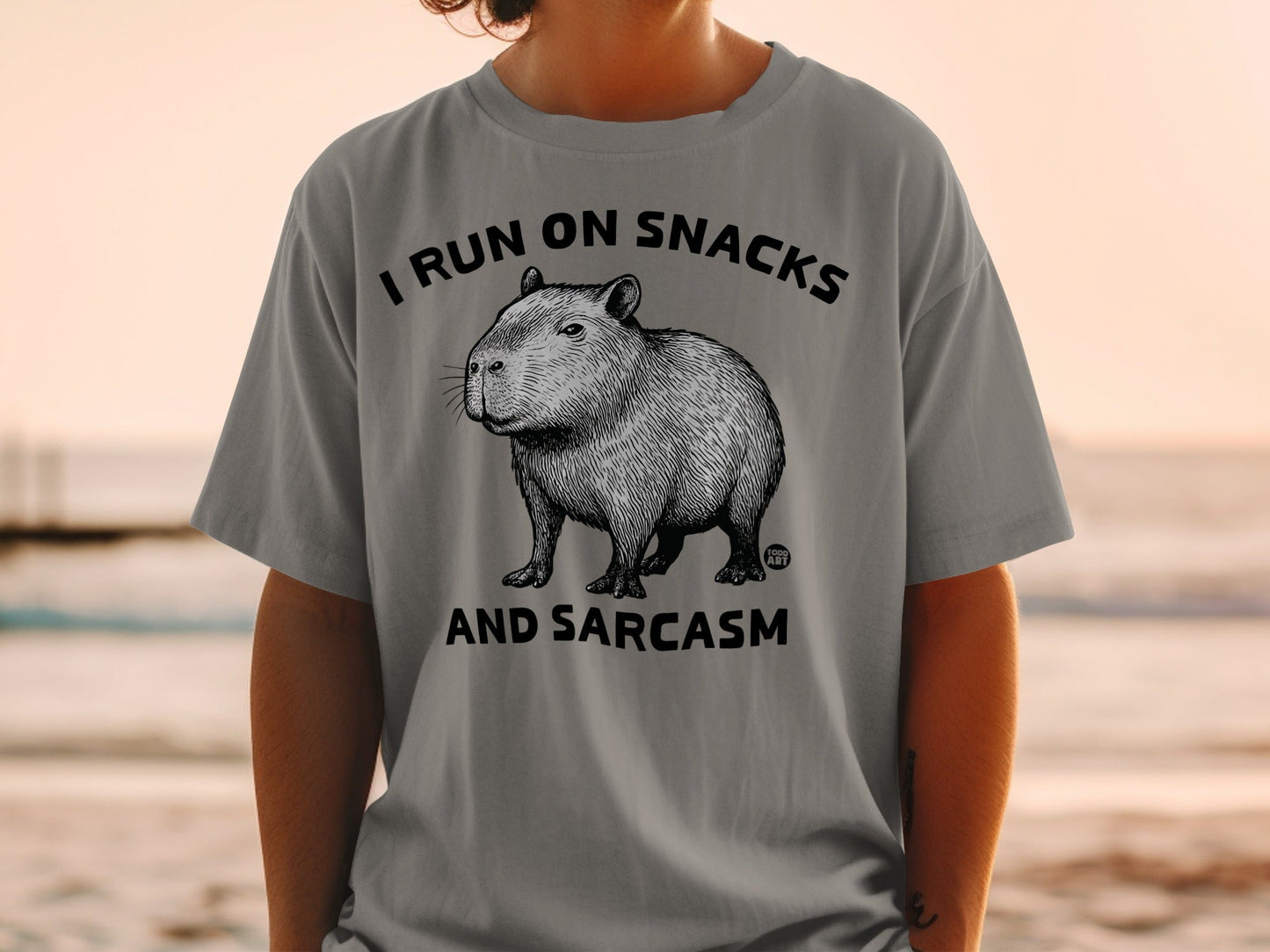 I Run on Snacks and Sarcasm Capybara Graphic T-shirt
