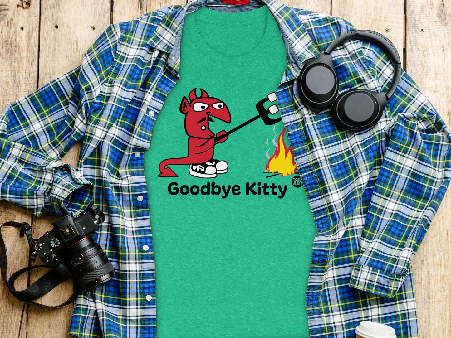 Goodbye Kitty Graphic T-Shirt Green Casual Wear