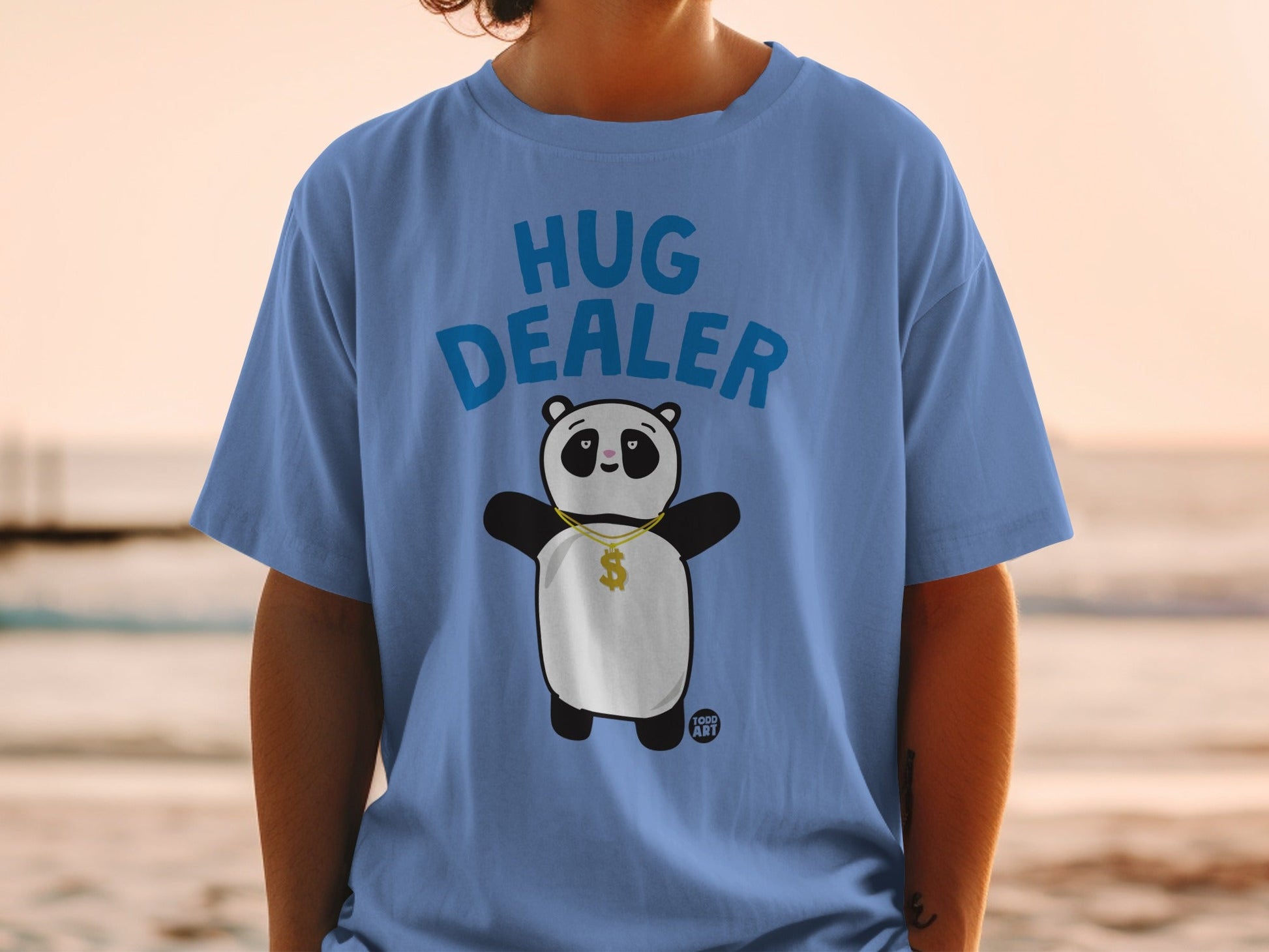 Cute Hug Dealer Panda Graphic T-shirt for Kids