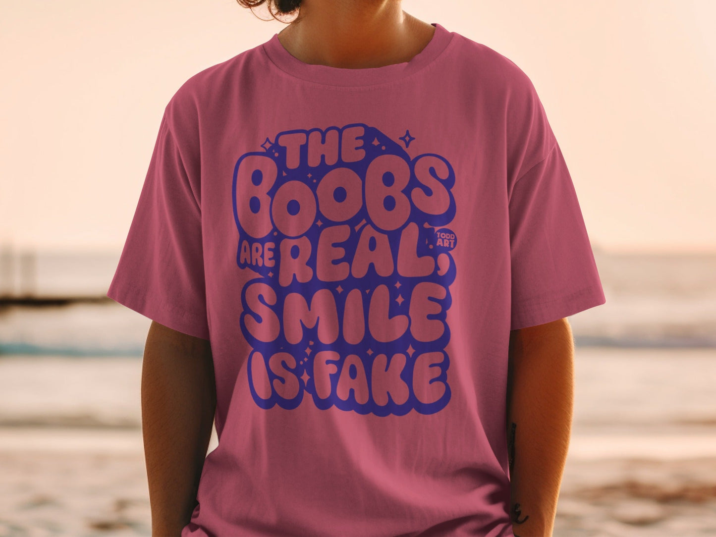 The Boobs Are Real Smile Is Fake Todd Art T-Shirt