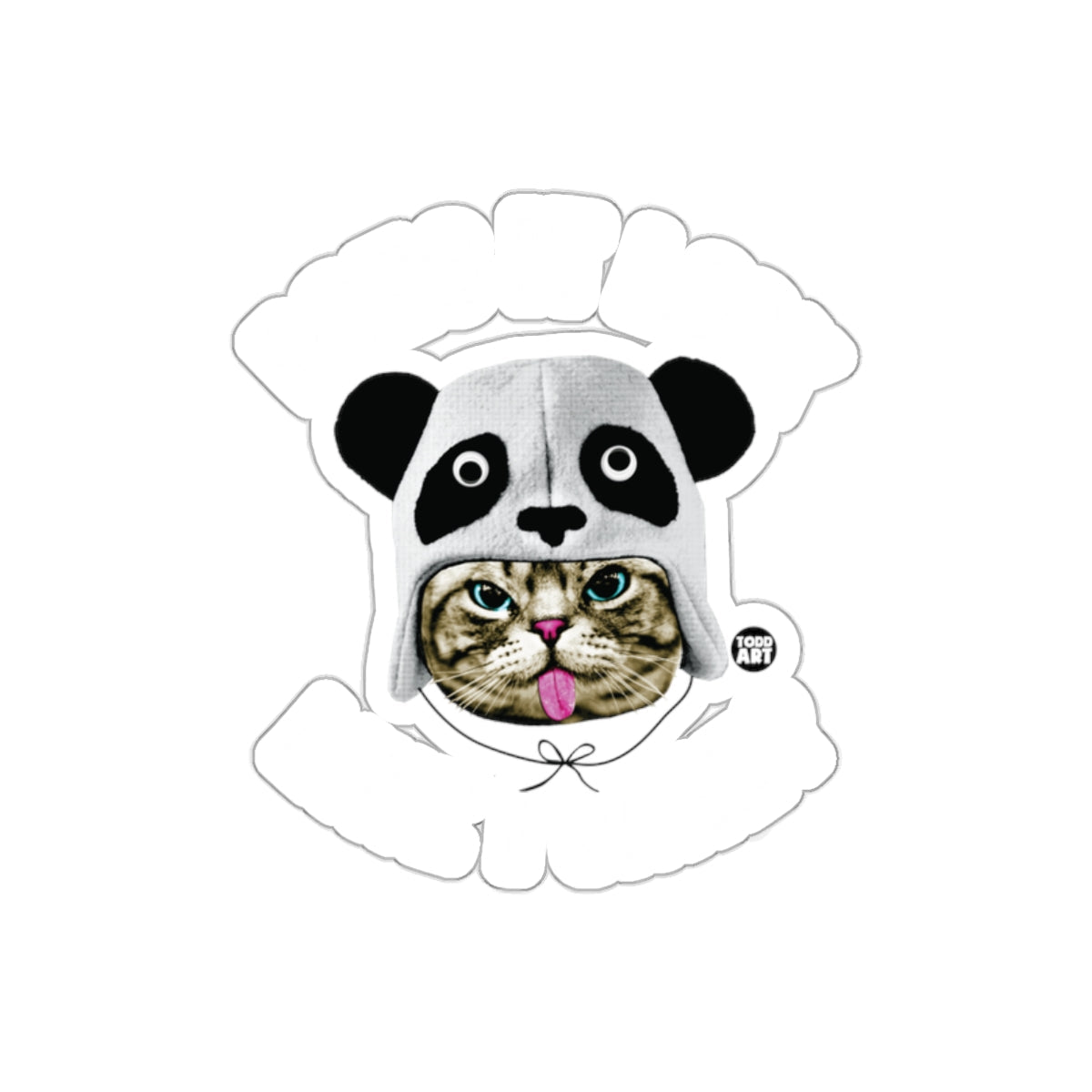 Does It Look Like I Care Cat Wearing Panda Hat sticker