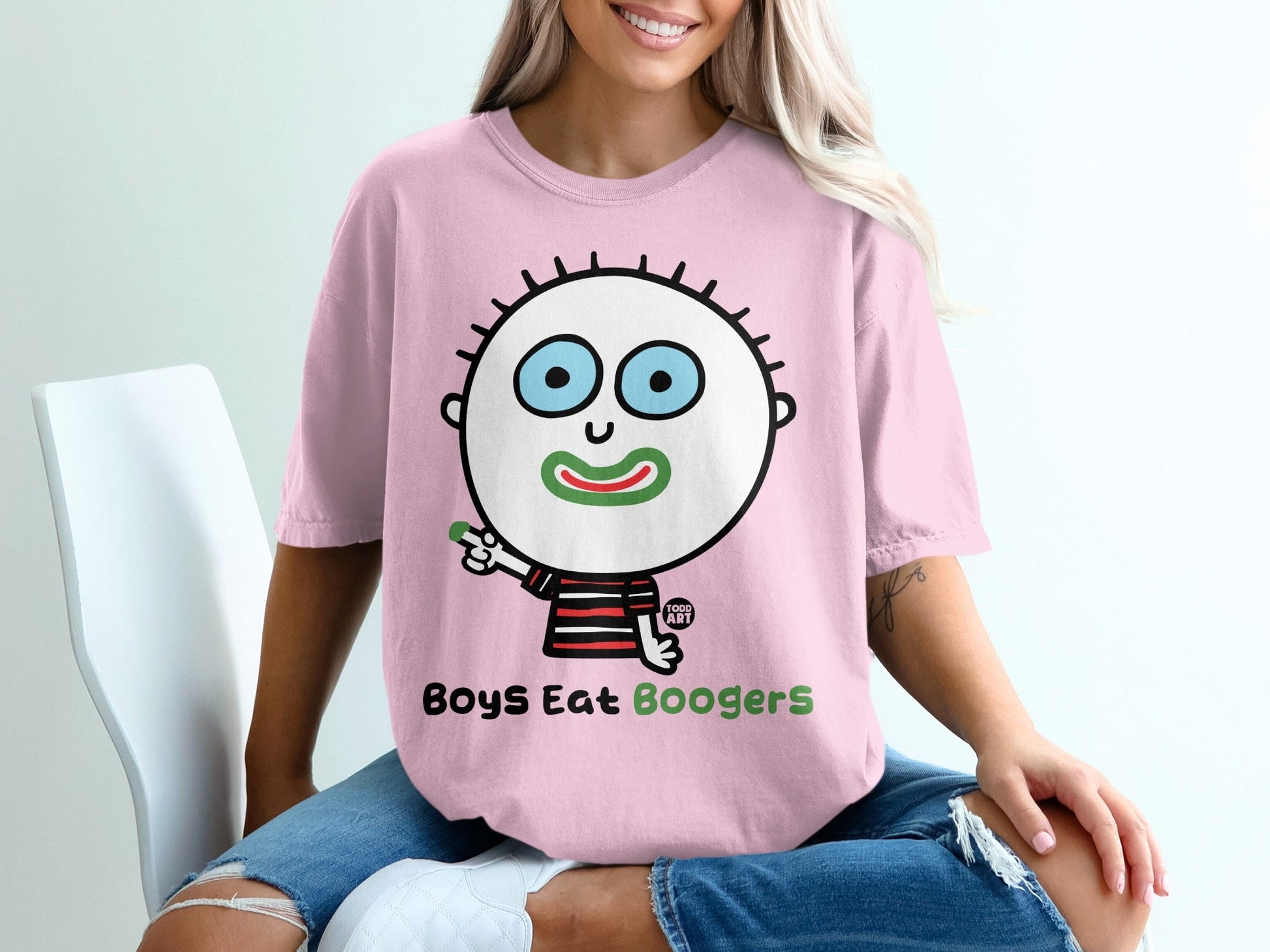 Boys Eat Boogers Funny Cartoon Character Tee Product