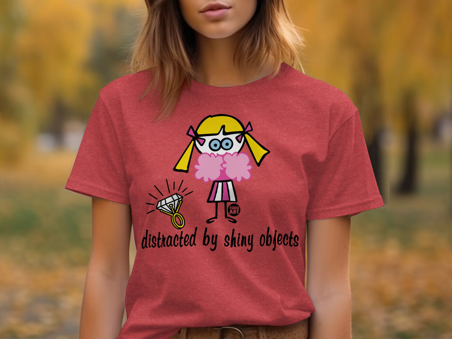 Distracted by shiny objects fun t-shirt quirky design