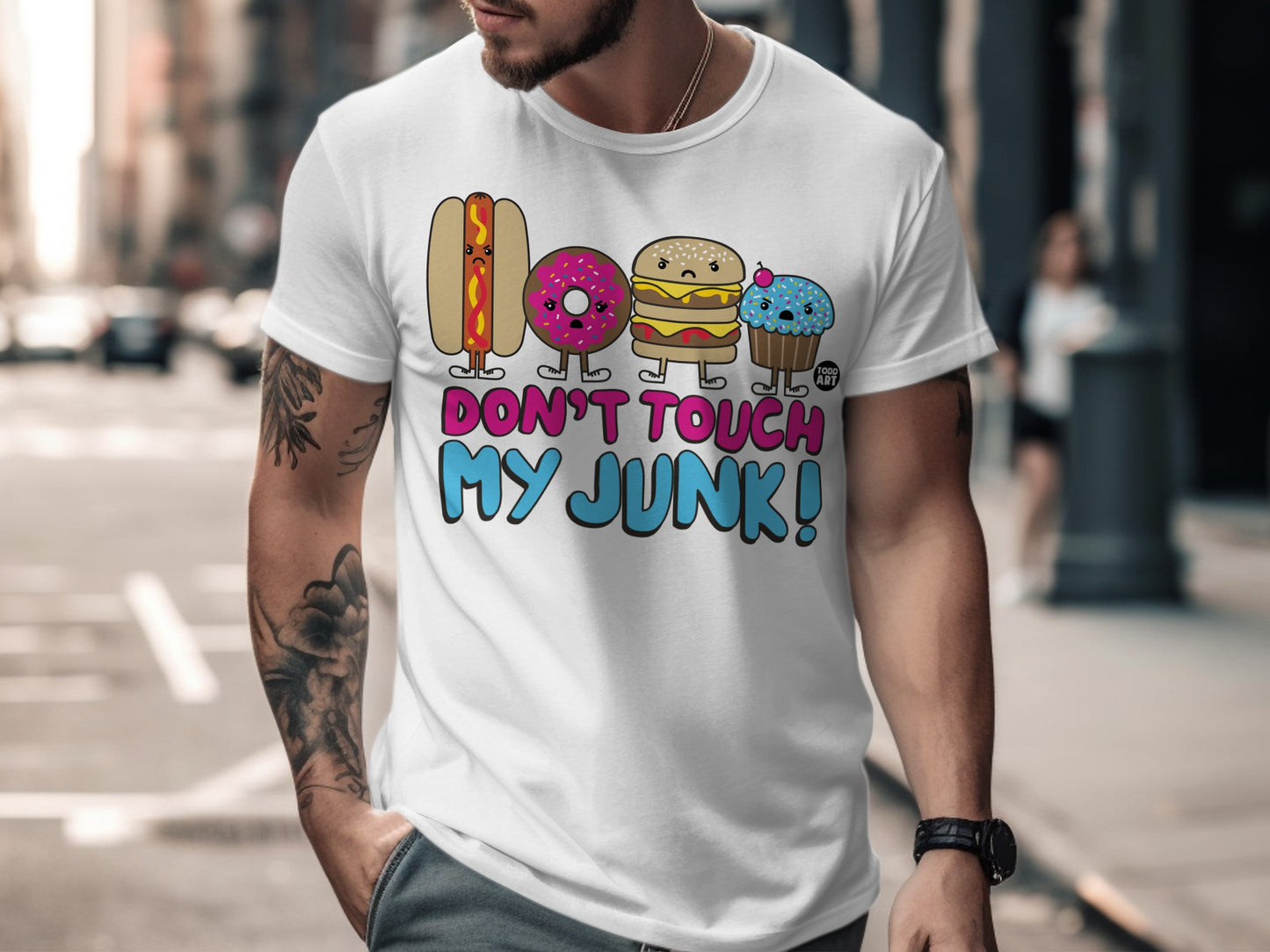Don't Touch My Junk Funny Food Graphic T-Shirt