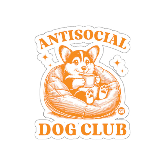 Antisocial Dog Club Adorable Corgi Sticker Design