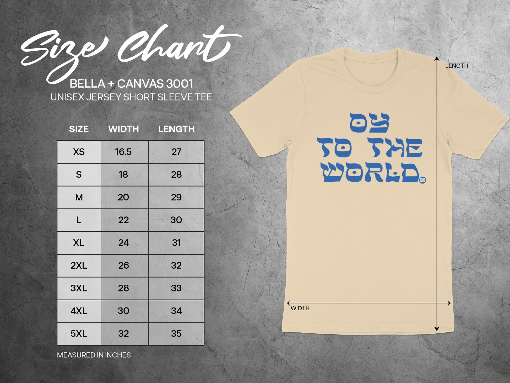 OY TO THE WORLD Bella + Canvas 3001 short sleeve tee