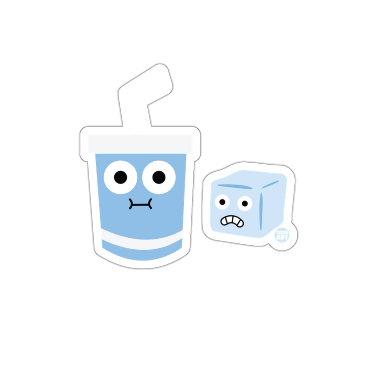 Cute Cartoon Beverage Cup and Ice Cube Sticker Set