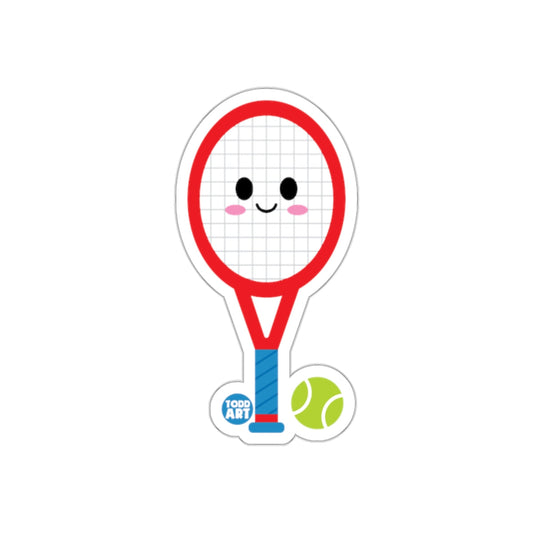 Cute Smiling Tennis Racket and Ball Sticker Product