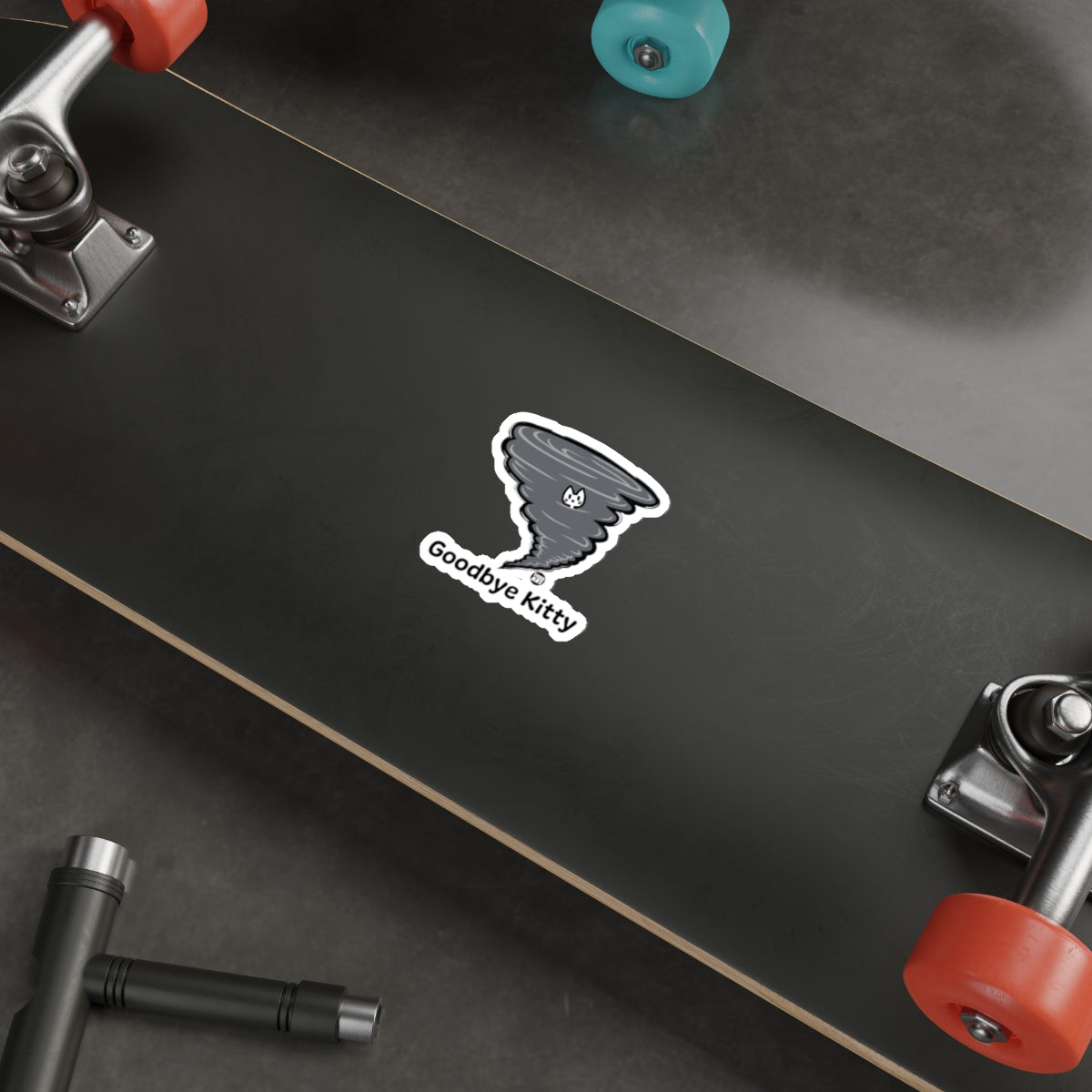 Goodbye Kitty Tornado Sticker for Skateboards and Laptops