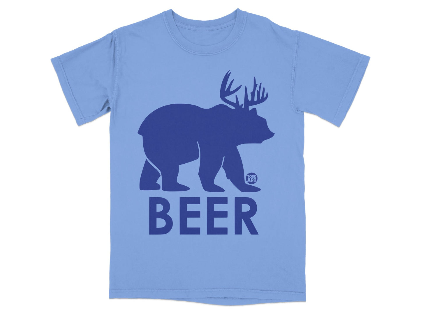 Bear with Antlers Beer Graphic T-Shirt Design Fashion