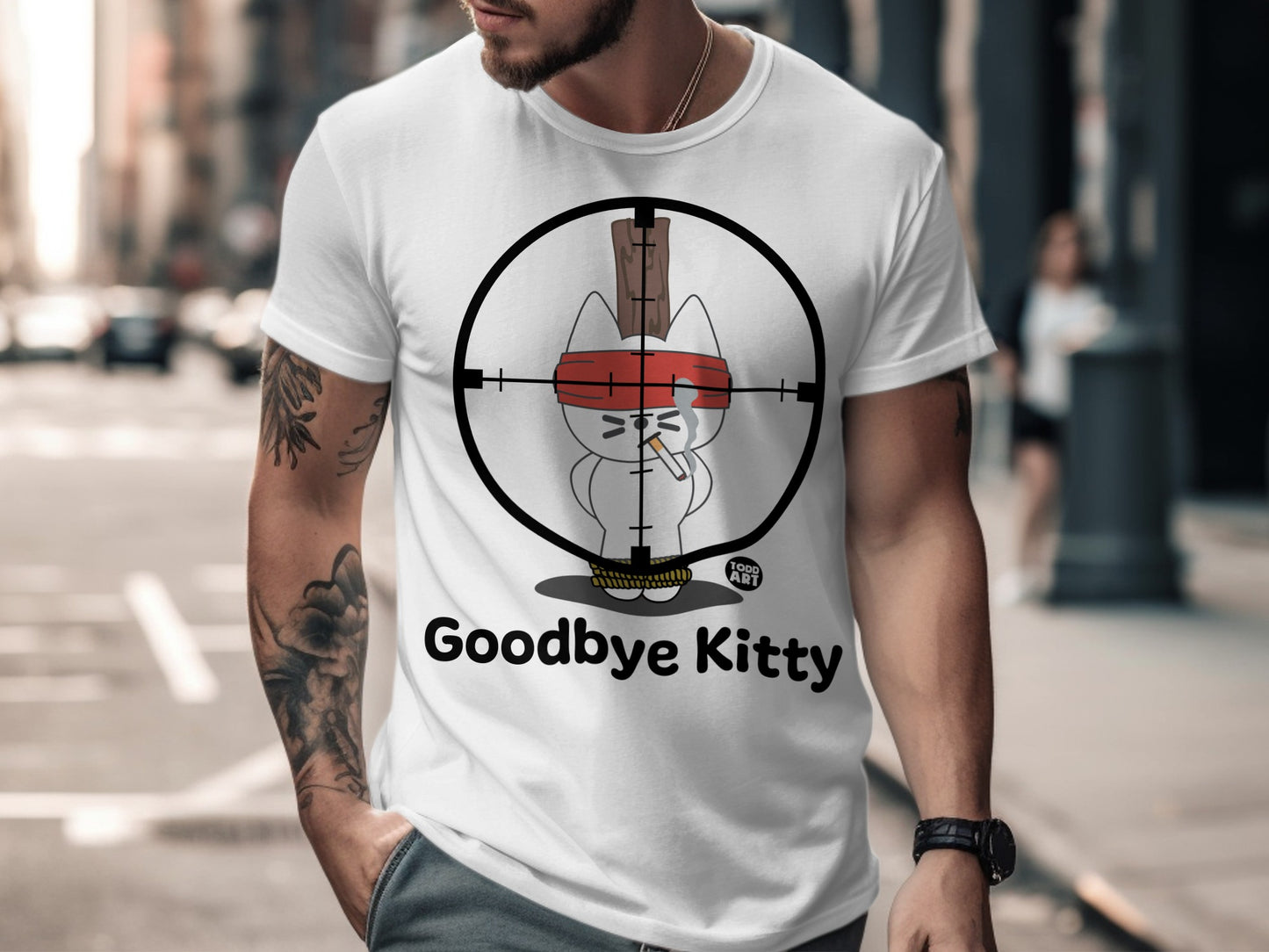 Goodbye Kitty Unique Graphic T-Shirt Mens Fashion