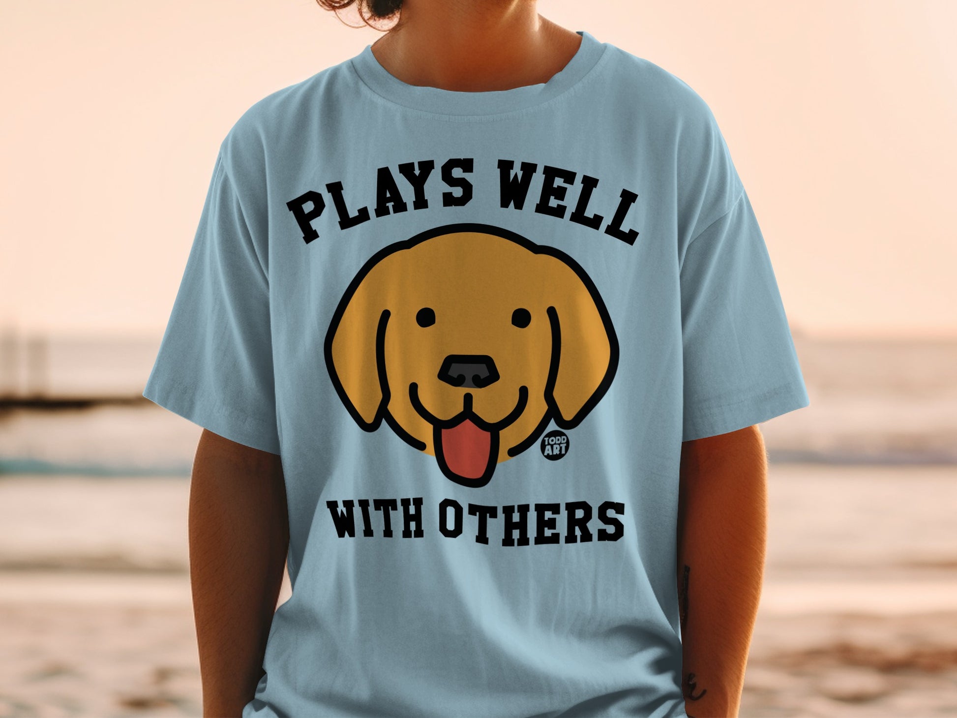 Plays Well With Others Cute Dog Graphic T-shirt