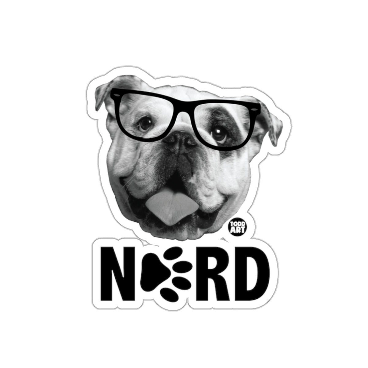 Cute Bulldog Nerd Glasses Todd Art Sticker