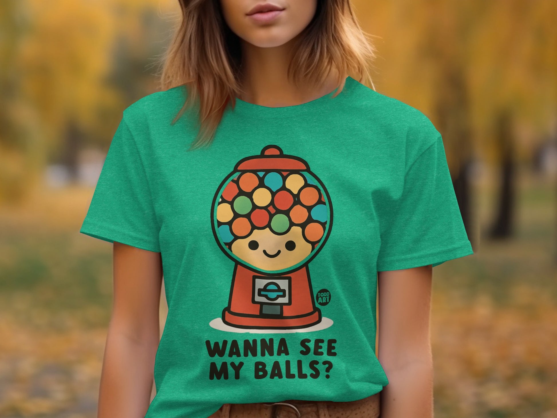 Wanna See My Balls Gum Machine Graphic T-Shirt