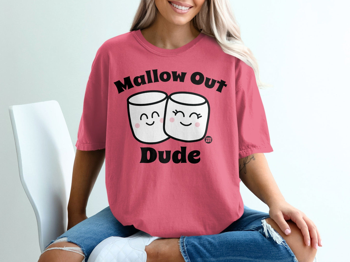 Mallow Out Dude Cute Marshmallow Graphic Tee Shirt
