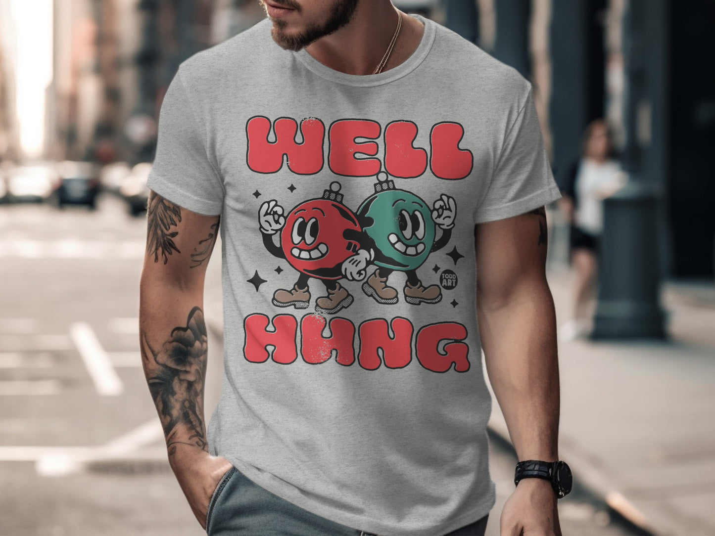 WELL HUNG Graphic Novelty Cartoon T-Shirt