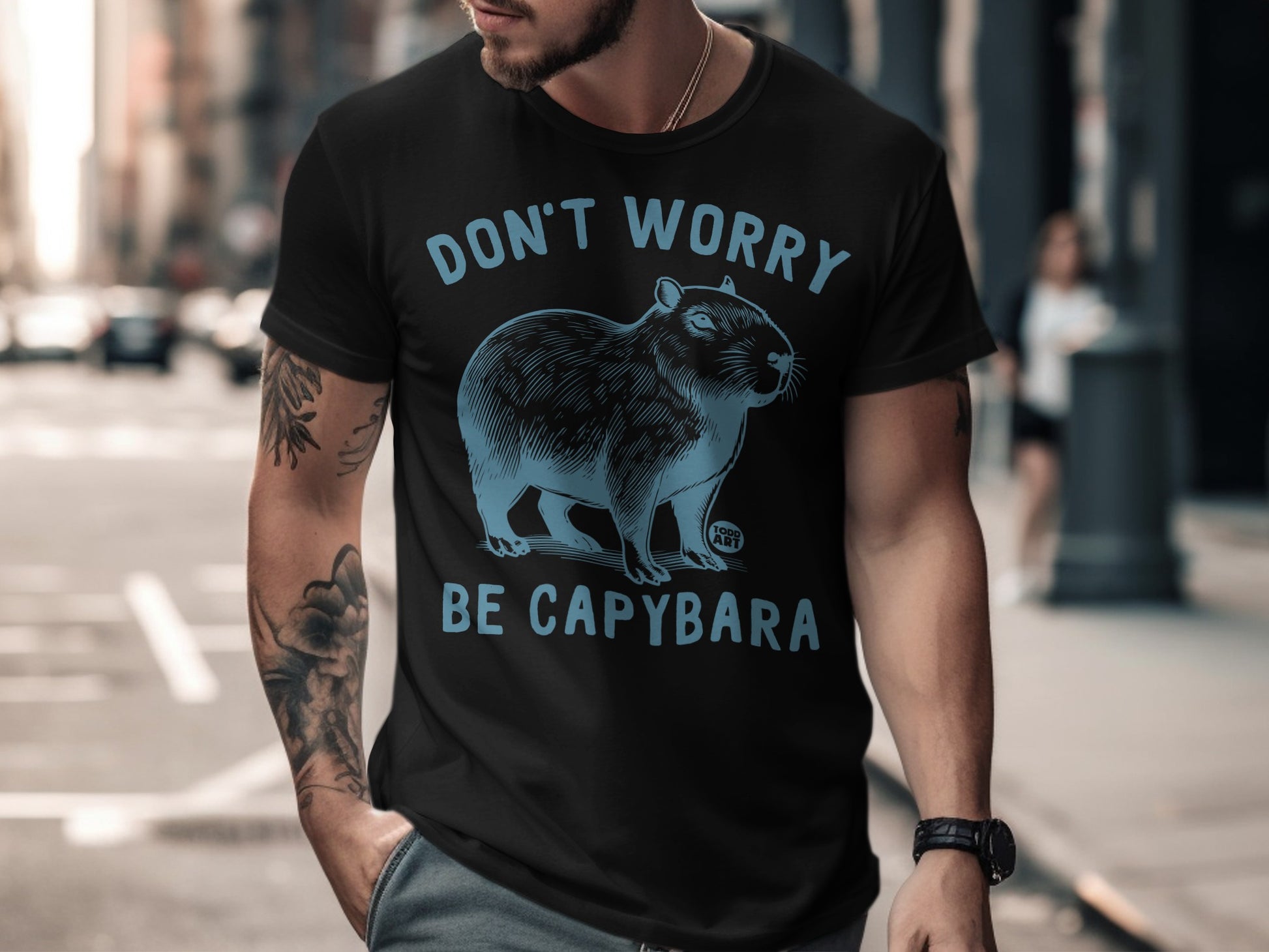 Don't Worry Be Capybara Graphic Tee Fashion T-shirt