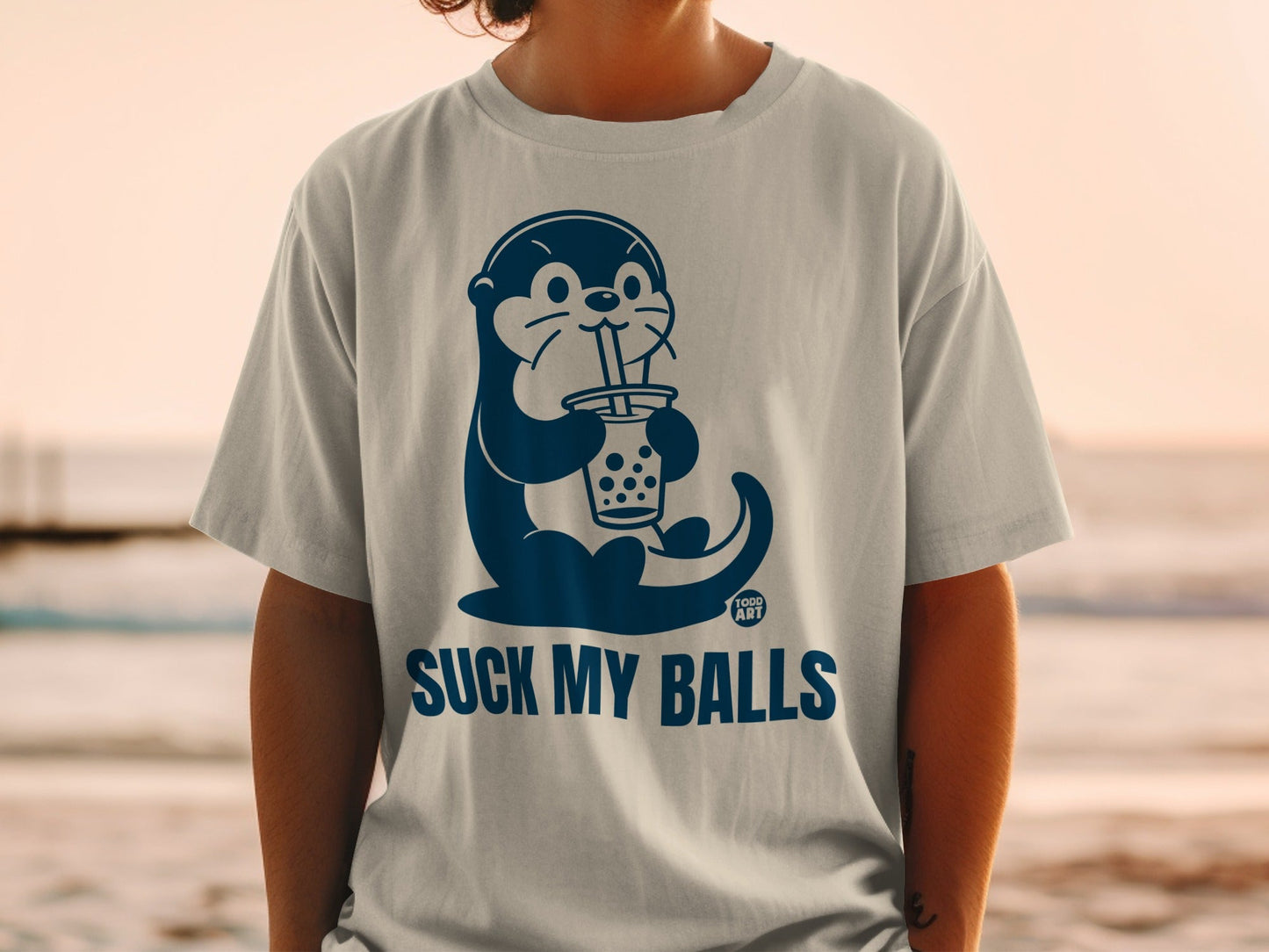 Suck My Balls Otter Drinking Boba Bubble Tea Shirt