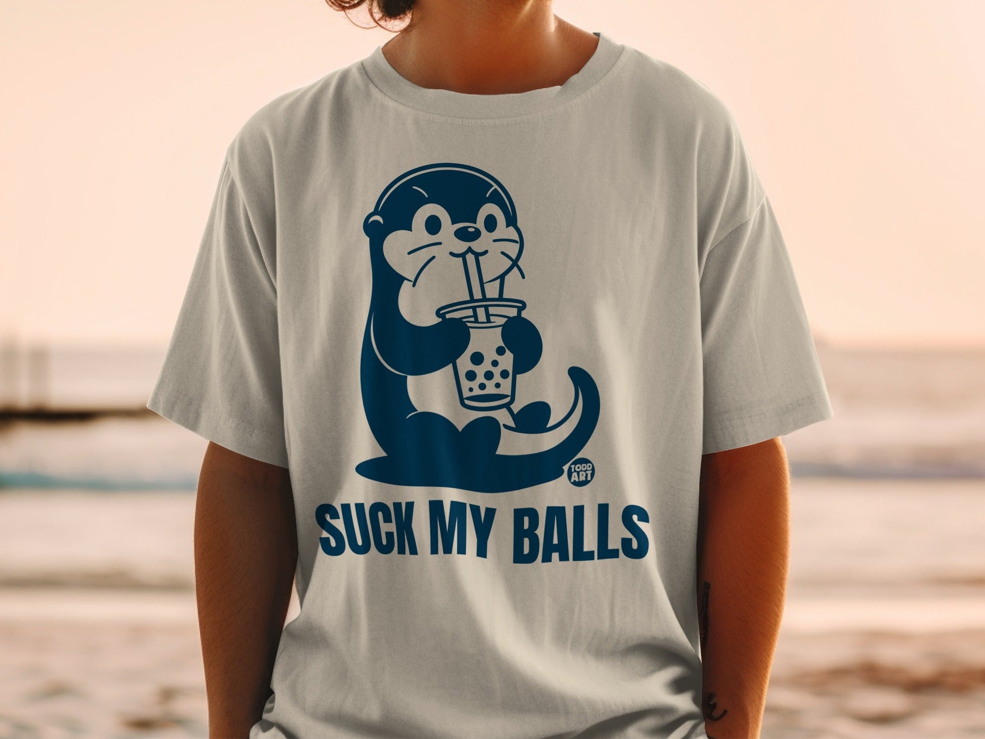 Suck My Balls Otter Drinking Boba Bubble Tea Shirt