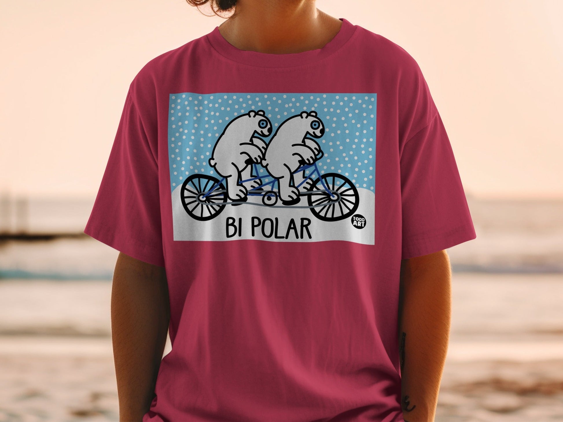 Cute Two Polar Bears Riding Bicycle T-shirt