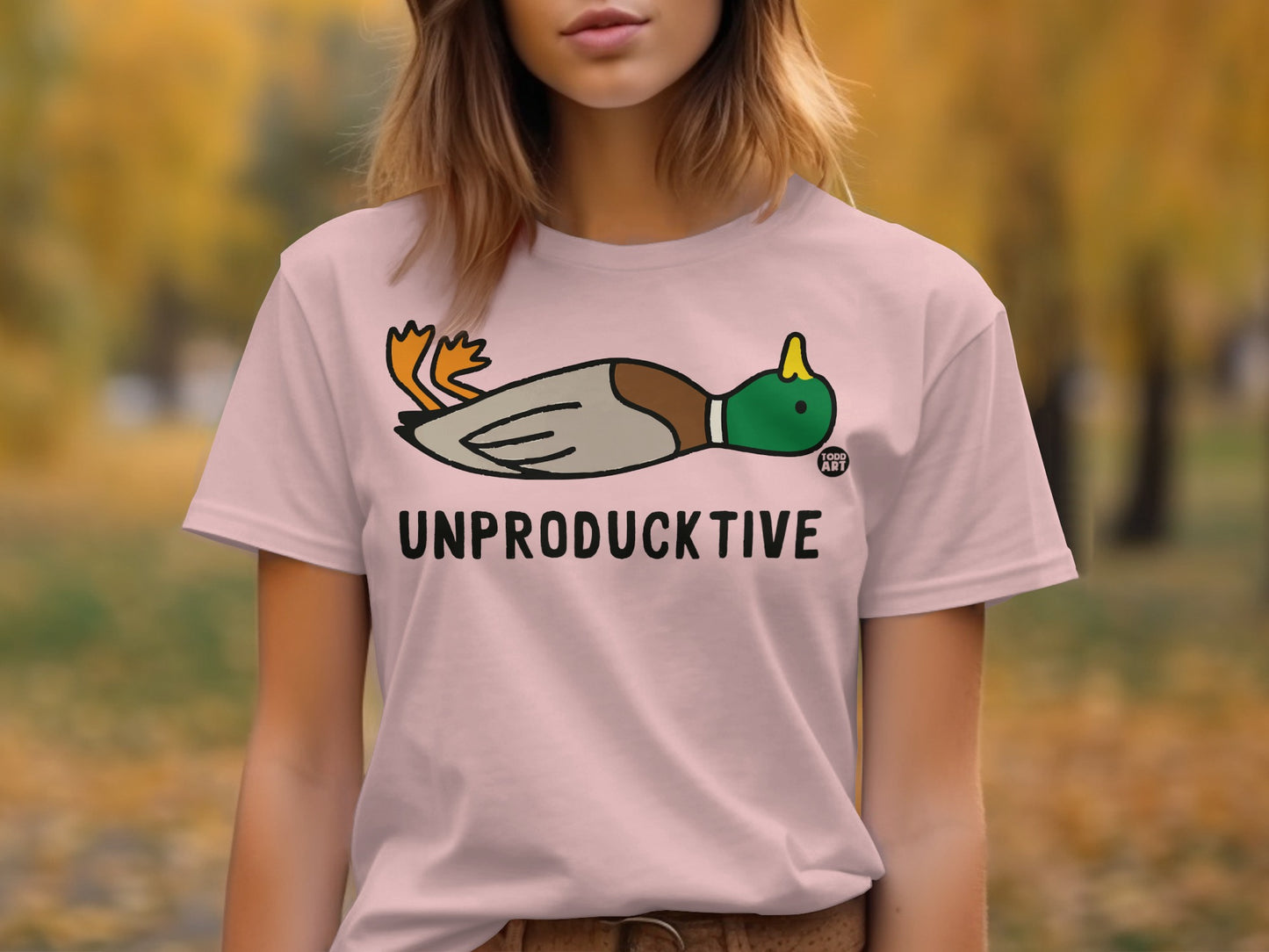 Unproductive Duck Graphic Teeshirt Casual Wear