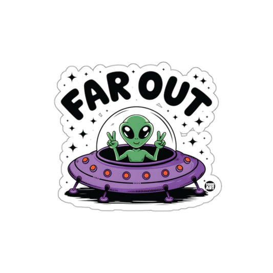 Far Out Peace Alien in Spaceship Sticker Product