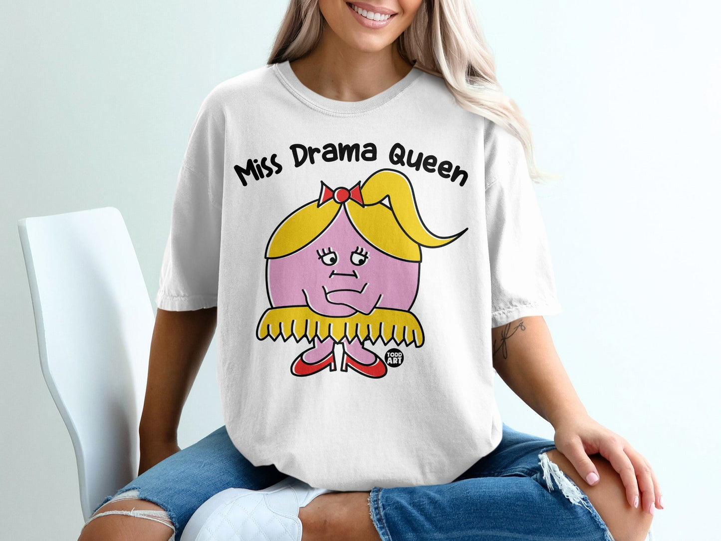 Miss Drama Queen Graphic Tee with Cartoon Character