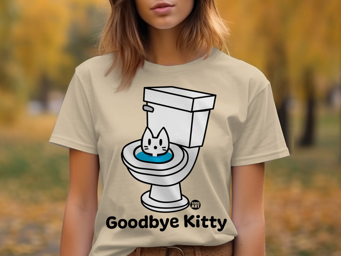 Funny Goodbye Kitty Toilet Themed Graphic Tee