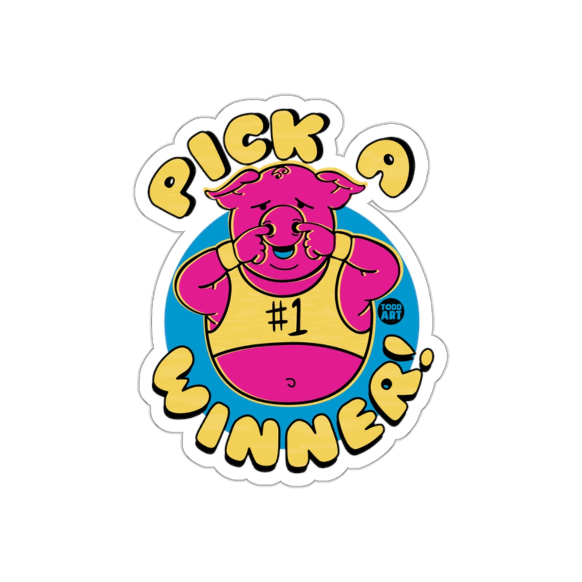 Pick A Winner With Number One Pig Graphic Design sticker