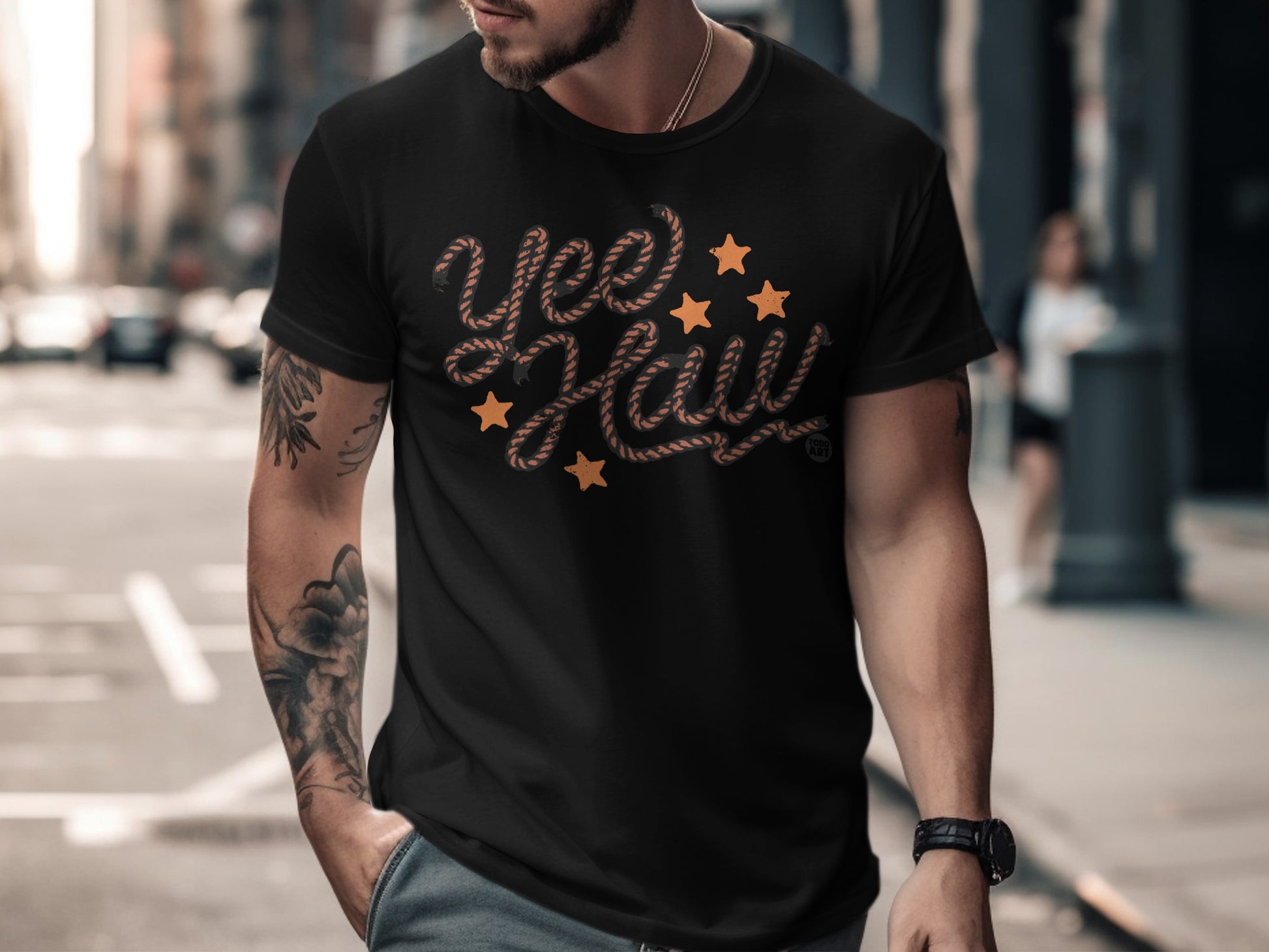 Yee Haw Graphic Tee with Star Design for Men