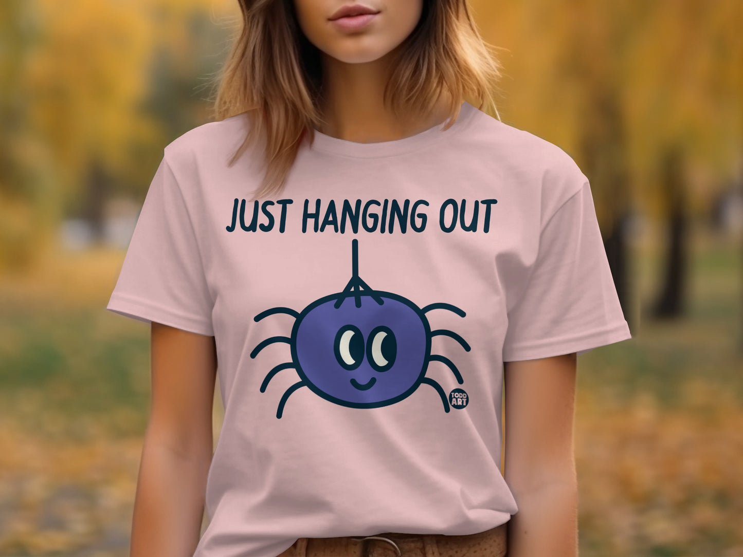 Just Hanging Out Cute Cartoon Spider T-Shirt